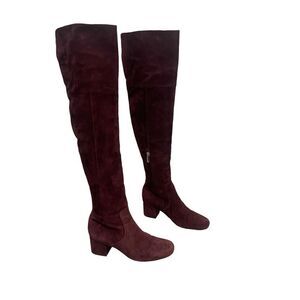 Sam Edelman Elina Burgundy Suede Leather Over the Knee Boots Women’s Size 5